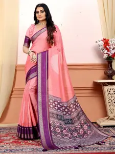 Saree mall Pink & Magenta Ethnic Motifs Silk Blend Designer Sungudi Sarees