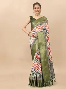 ZIBLON Green Art Silk Kanjeevaram Saree