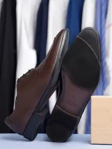 LOUIS STITCH Men Brunette Brown Formal Lace Up Derby Shoes