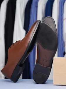 LOUIS STITCH Men Russet Tan Formal Lace Up Derby Shoes