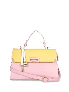 CHRONICLE Pink Colourblocked PU Swagger Satchel