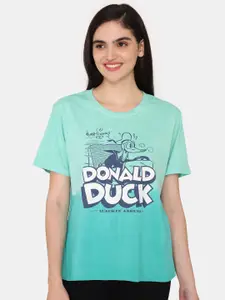 Zivame Donald Duck Printed Round Neck Pure Cotton Casual T-shirt