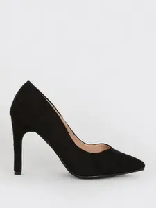 DOROTHY PERKINS Velvet Finish Wide-Fit Block Heel Pumps