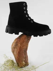 Try Me Women Mid Top Suede Platform-Heeled Regular Boots