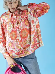 ONLY Floral Printed Gathered Casual Shirt