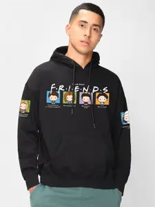 Bewakoof Official Friends Merchandise Printed Oversized Fleece Hooded Pullover Sweatshirt