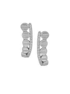 Silverwala 925 Silver Cubic Zirconia-Studded Hoop Earrings