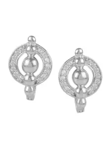 Silverwala CZ Studded Silver Hoop Earrings