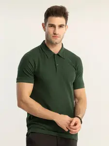 Snitch Olive Green Polo Collar Slim Fit T-shirt