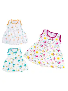 BAESD Infant Girls Pack Of 3 Conversational Printed Organic Cotton A-Line Dress