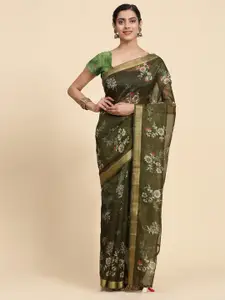 Vastrasky Global Green Embellished Embroidered Silk Cotton Saree