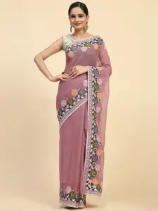 Vastrasky Global Embroidered Detailed Pure Georgette Saree