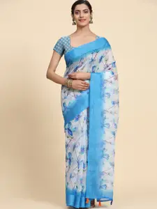 Vastrasky Global Blue Embellished Embroidered Silk Cotton Saree