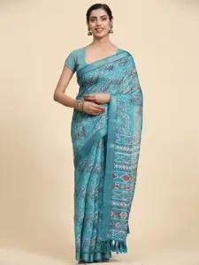 Vastrasky Global Blue Embellished Embroidered Silk Cotton Saree
