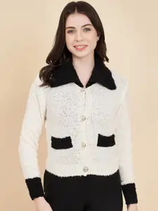 BROOWL Women White Woollen Pullover
