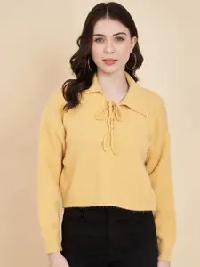 BROOWL Women Yellow Woollen Pullover