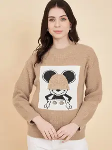 BROOWL Mickey Mouse Printed Woollen Pullover Sweater