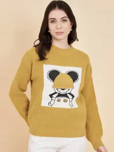 BROOWL Mickey Mouse Printed Woollen Pullover Sweater