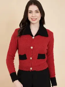 BROOWL Women Red Woollen Pullover
