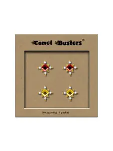 Comet Busters Set Of 2 Non Piercing Stick On Studs Earrings