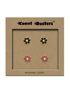 Comet Busters Set Of 2 Stone Studded Reusable Non Piercing Ear Stickers Studs Earrings