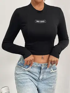 StyleCast Black Fitted Crop Top
