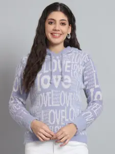 Chemistry Typography Printed Hooded Woollen Pullover