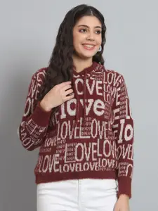 Chemistry Typography Printed Hooded Woollen Pullover
