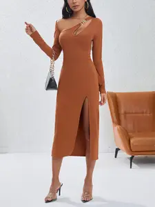 StyleCast Asymmetric Neck Cut Out Detailed Sheath Midi Dress