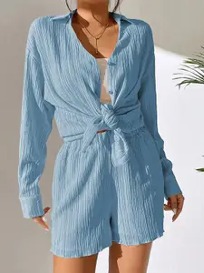 StyleCast Solid Shirt and Shorts Set