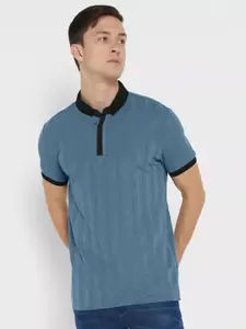 Maniac Striped Polo Collar Cotton Slim Fit T-shirt