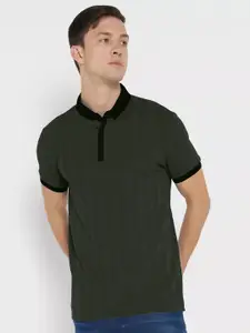 Maniac Striped Polo Collar Cotton Slim Fit T-shirt