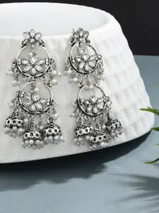 Fida Grey Dome Shaped Kundan Earrings