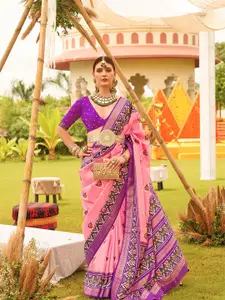 elora Ethnic Motifs Printed Silk Cotton Designer Patola Saree