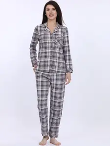 MAYSIXTY Checked Pure Cotton Night suit