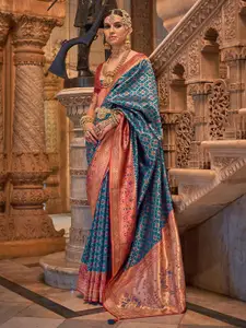elora Blue Woven Design Silk Blend Designer Banarasi Saree