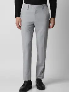 Van Heusen Men Slim Fit Textured Mid-Rise Formal Trousers