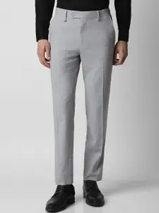 Van Heusen Men Slim Fit Textured Mid-Rise Formal Trousers