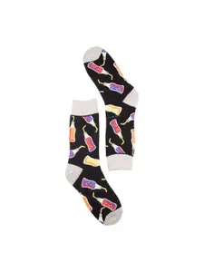 The Tie Hub Patterned Combed Cotton Calf-Length Socks