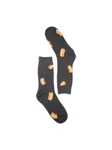 The Tie Hub Men Hot Dogs Patterned Calf-Length Socks