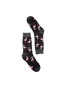 The Tie Hub Men Flamingos Patterned Calf-Length Socks