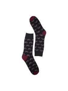 The Tie Hub Men Patterned Cotton Calf-Length Socks