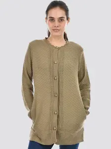 American Eye Cable Knit Self Design Acrylic Longline Cardigan Sweater