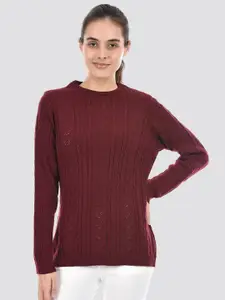 American Eye Cable Knit Self Design Ribbed Acrylic Pullover