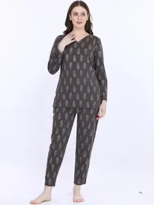 MAYSIXTY Women Charcoal Night suit