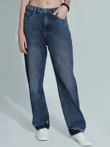 High Star Women 90's Straight High-Rise Clean Look Pure Cotton Jeans