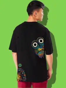 Elibolz Graphic Printed Drop-Shoulder Sleeves Cotton Oversized T-shirt