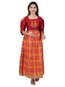 BAESD Girls Embroidered Ethnic Maxi Dress