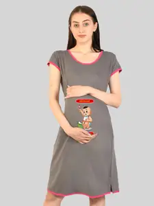 SillyBoom Graphic Printed Maternity T-shirt Nightdress