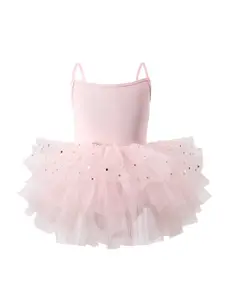 StyleCast Girls Pink Embellished Cotton Tulle Fit & Flare Dress